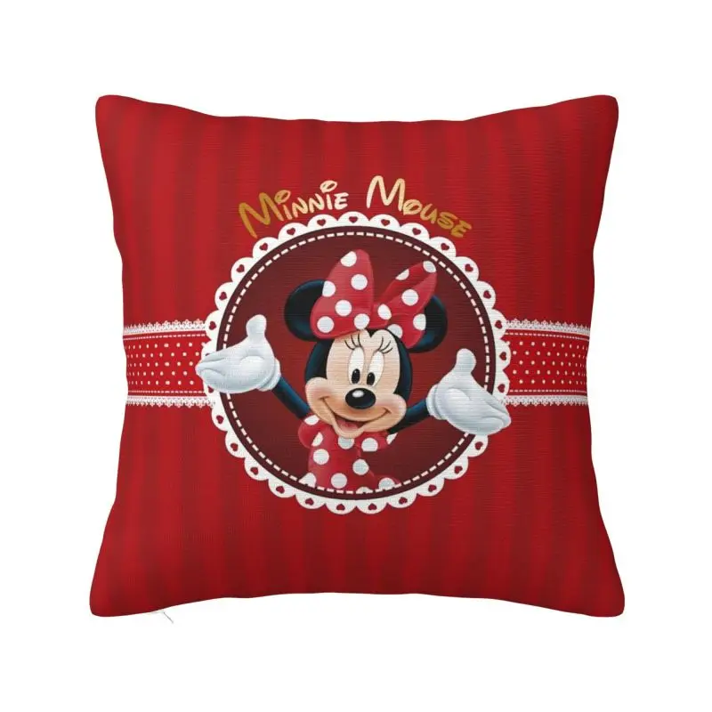 Custom Nordic Style Minnie Mouse Polkadot Anime Cushion Cover 40x40cm Polyester Pillow Case for Sofa Car Square Pillowcase