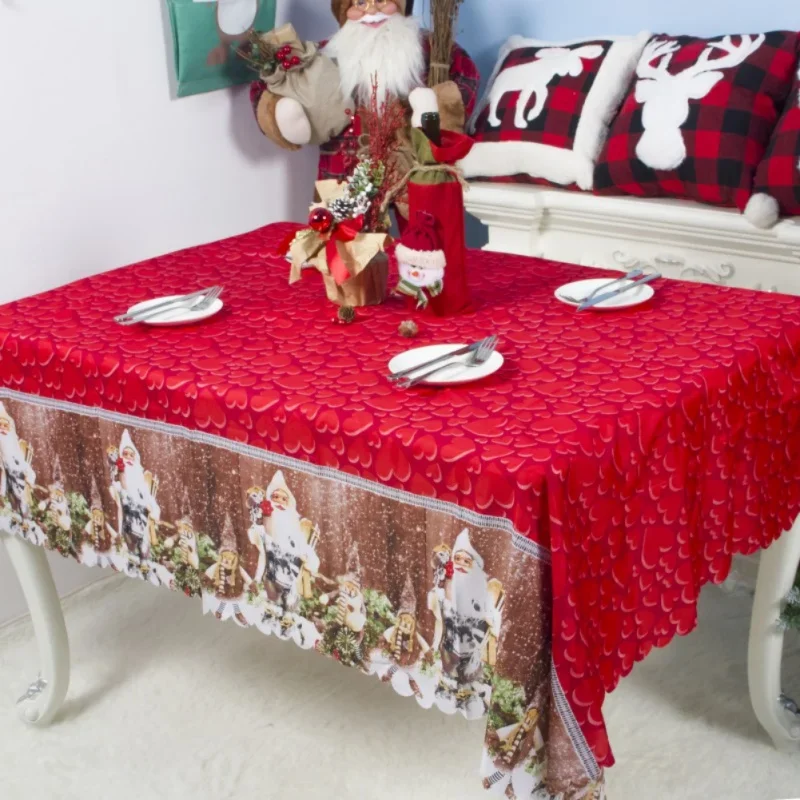 

Christmas Tablecloth Merry Xmas Table Cloth Polyester Table Cover Christmas Decorations for Home 2024 Navidad Noel Gifts