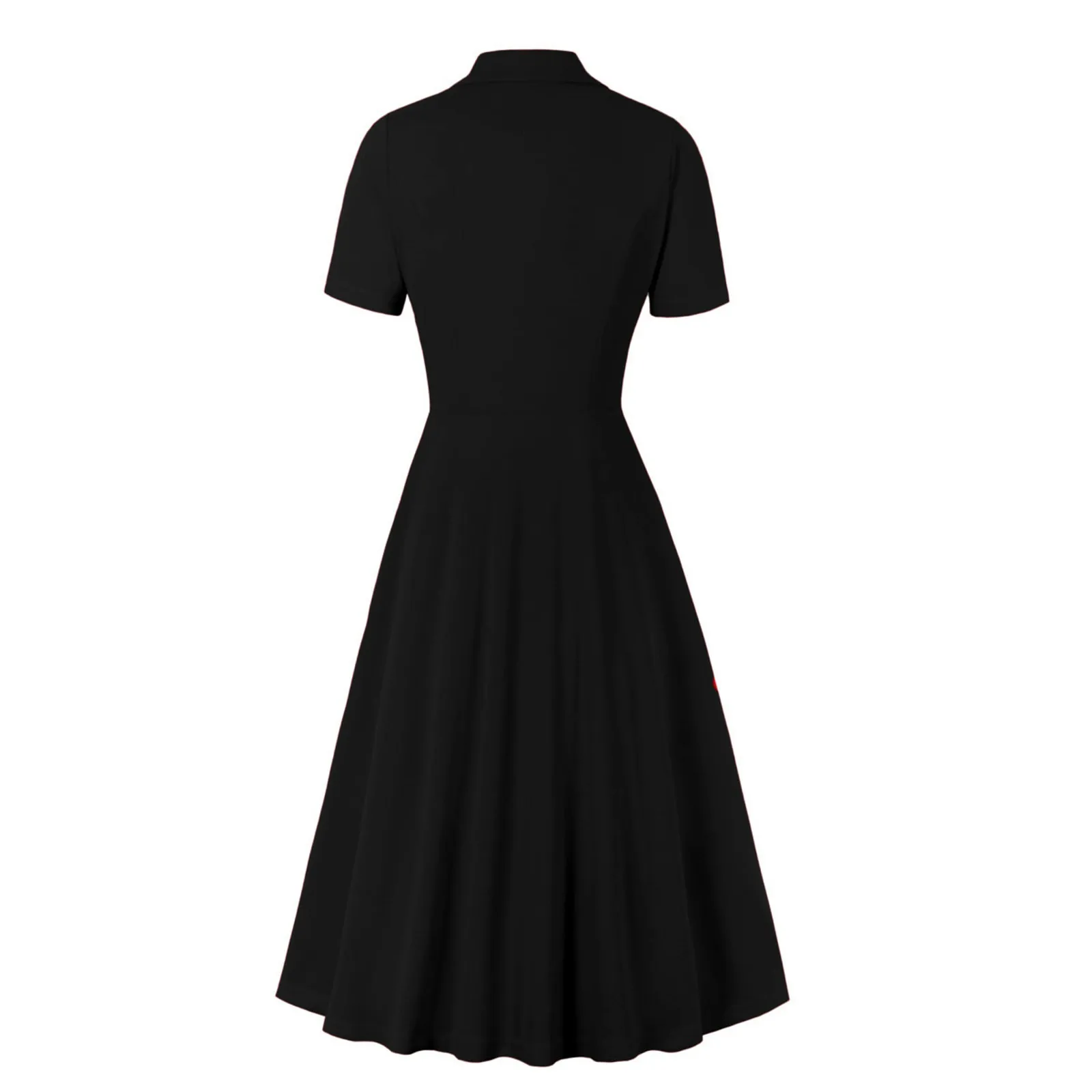 Sukienka damska z krótkim rękawem w jednolitym kolorze Vintage Lapel Dress With Large Swing Skirt Vestidos Mujer Veranoa 2025 Robe Femme