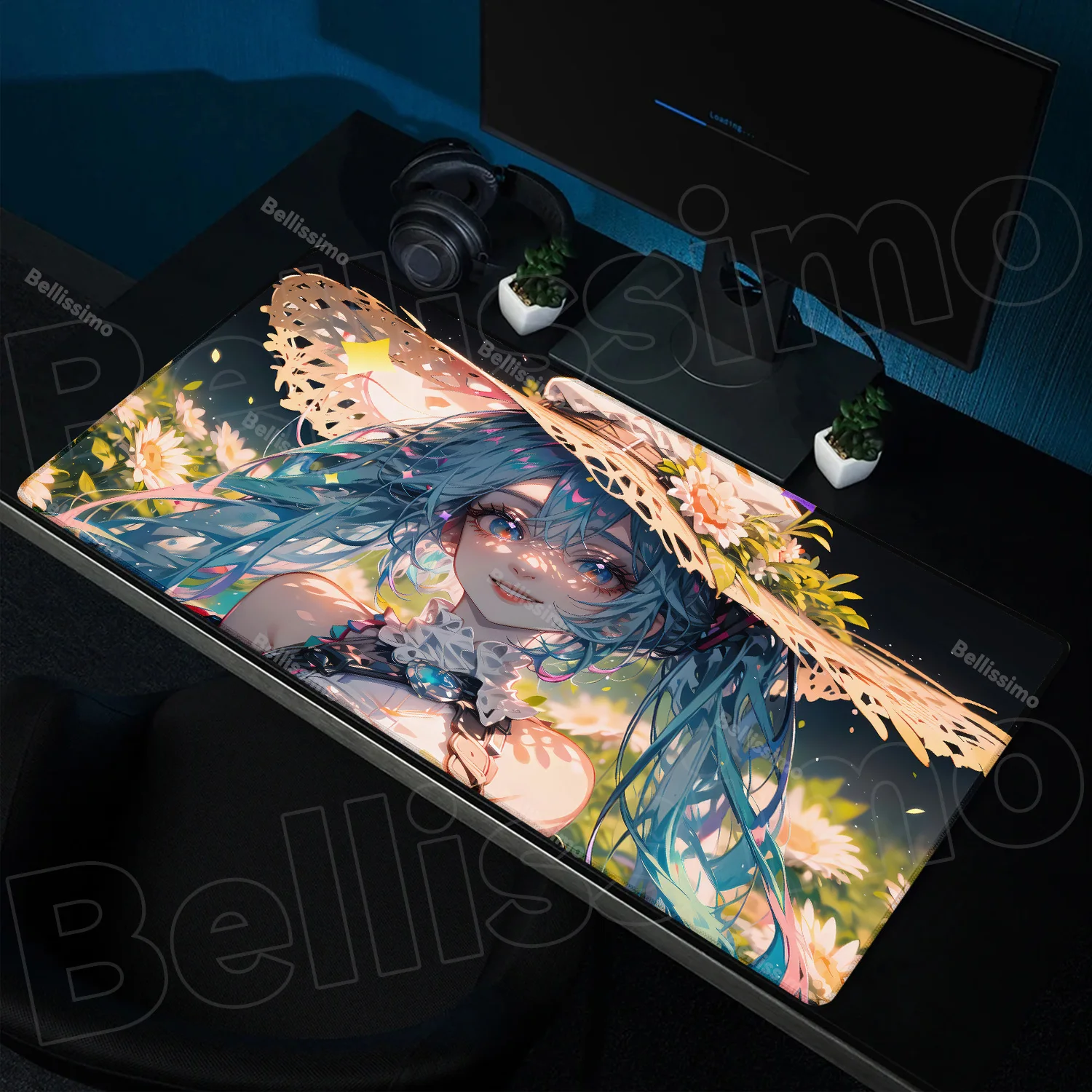 

Popular virtual diva H-Hatsune Cute Miku Mouse Pad Non-Slip Rubber Edge Locking Mousepads Game Play Mat for Notebook PC Computer