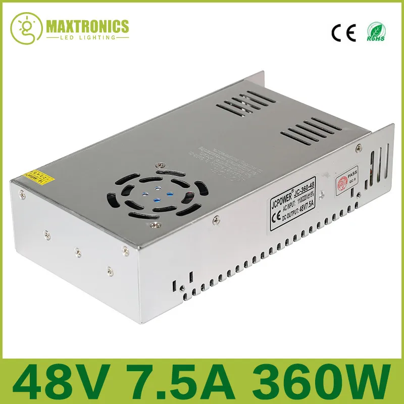 

10pcs/lot 48V 7.5A 360W Switching Power Supply Driver for CCTV camera LED Strip AC 100-240V Input to DC 48V free DHL