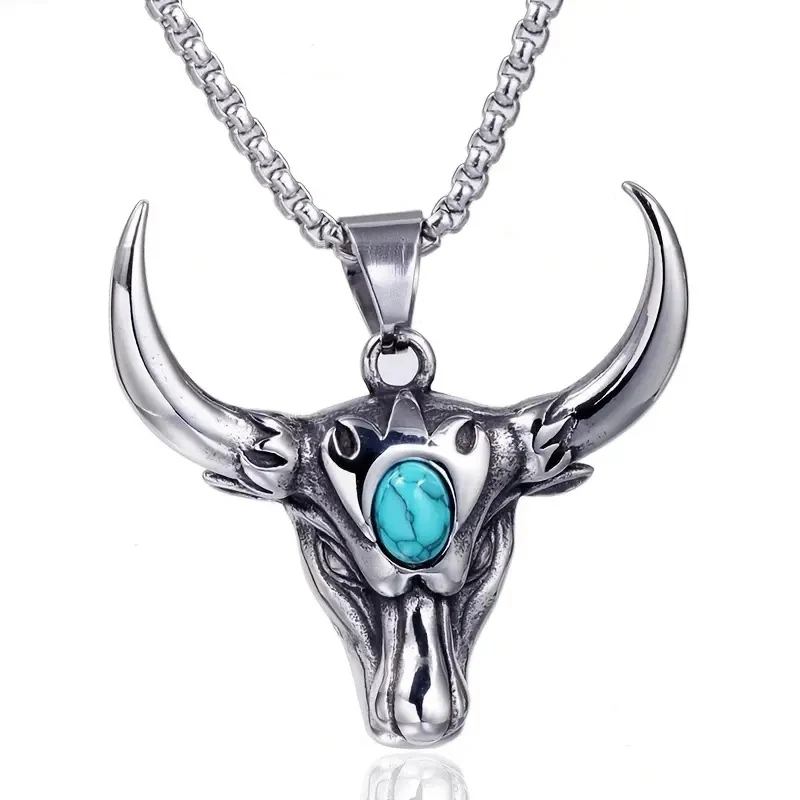 Huitan Hyperbole Bull Head Pendant Necklace Men Hip Hop Style Accessories Trendy Party Male Personalized Rock Punk Jewelry Gift