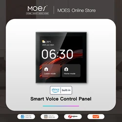 MOES-Panel de Control Central táctil Tuya, Wifi, Alexa, Control de voz incorporado y puerta de enlace ZigBee para escenas inteligentes, pantalla de 4 pulgadas