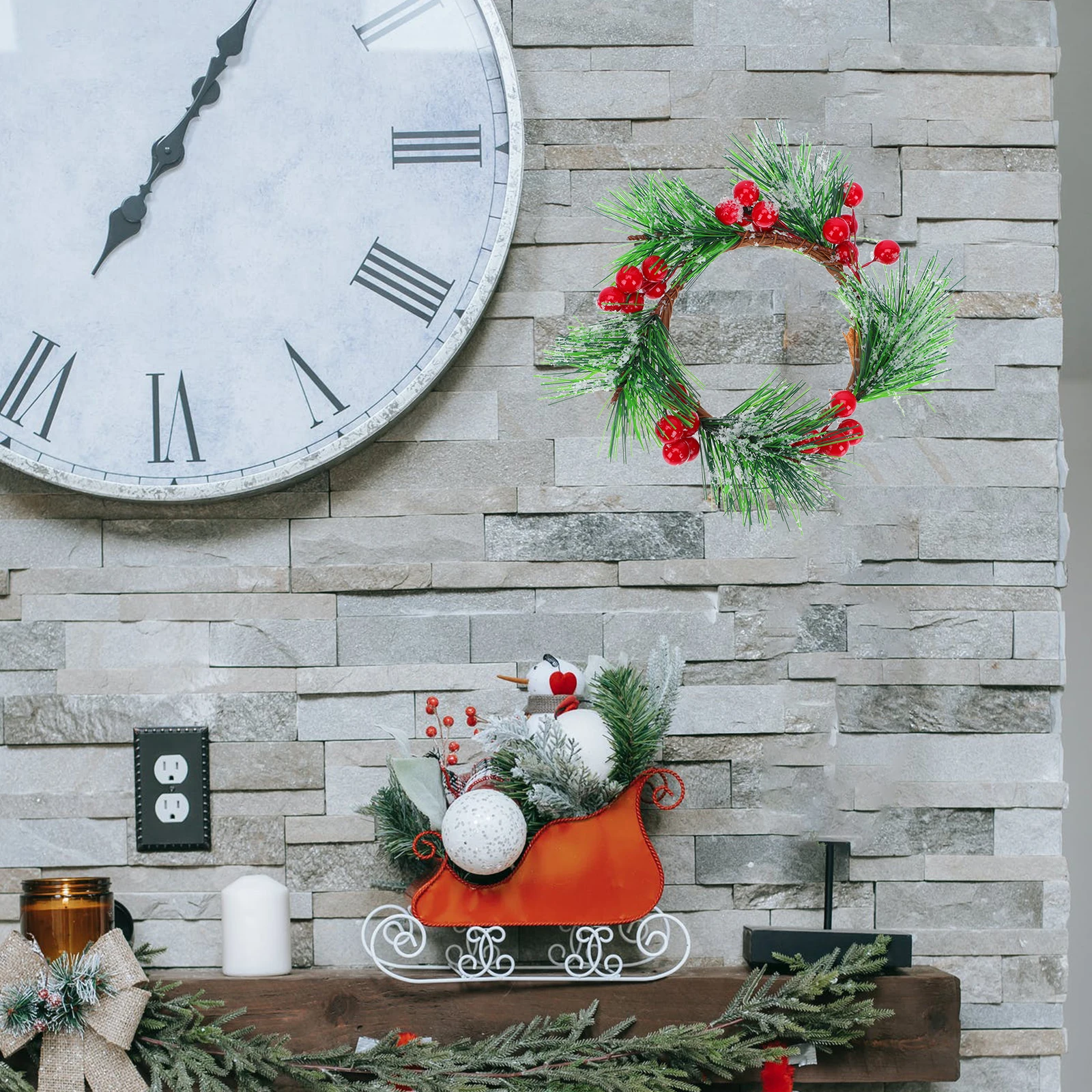 

4 Pcs Garland Wreath Hanging Adornment Scene Decor Festival Household Simulation Plant Christmas Artificial Fake
