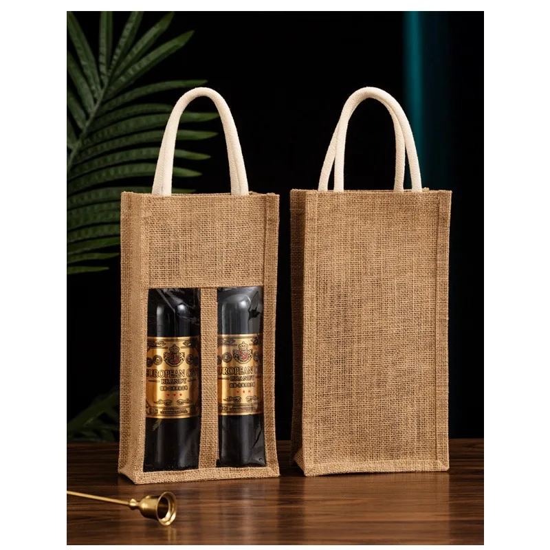 Red Wine Handbag Wine Gift Box with Window Single Double Bottle Champagne Package Bags Wedding Favors for Guests