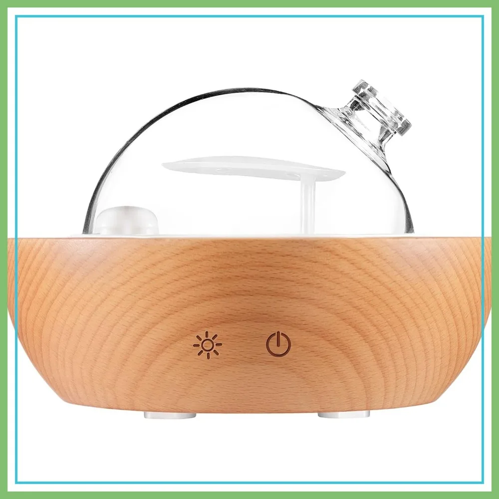 

Glass Essential Oil Diffuser, Real Wood Base, 7 Color LED, 200ml, Ultrasonic Aromatherapy Humidifier for Home Office Bedroom