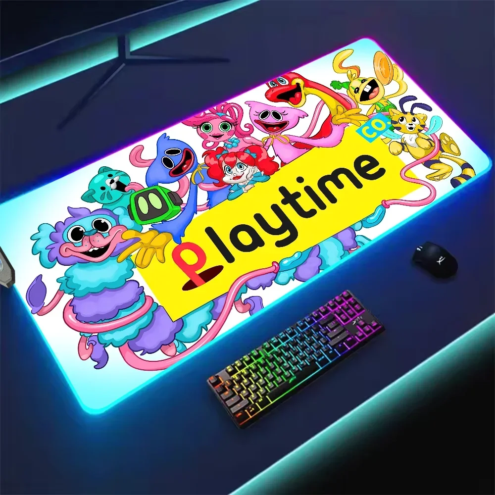 Terror Game P-Poppy P-Playtime For Rgb Mouse Pad Xxl Steelseries Laptop Mat Gaming Mousepad Backlit Keyboard