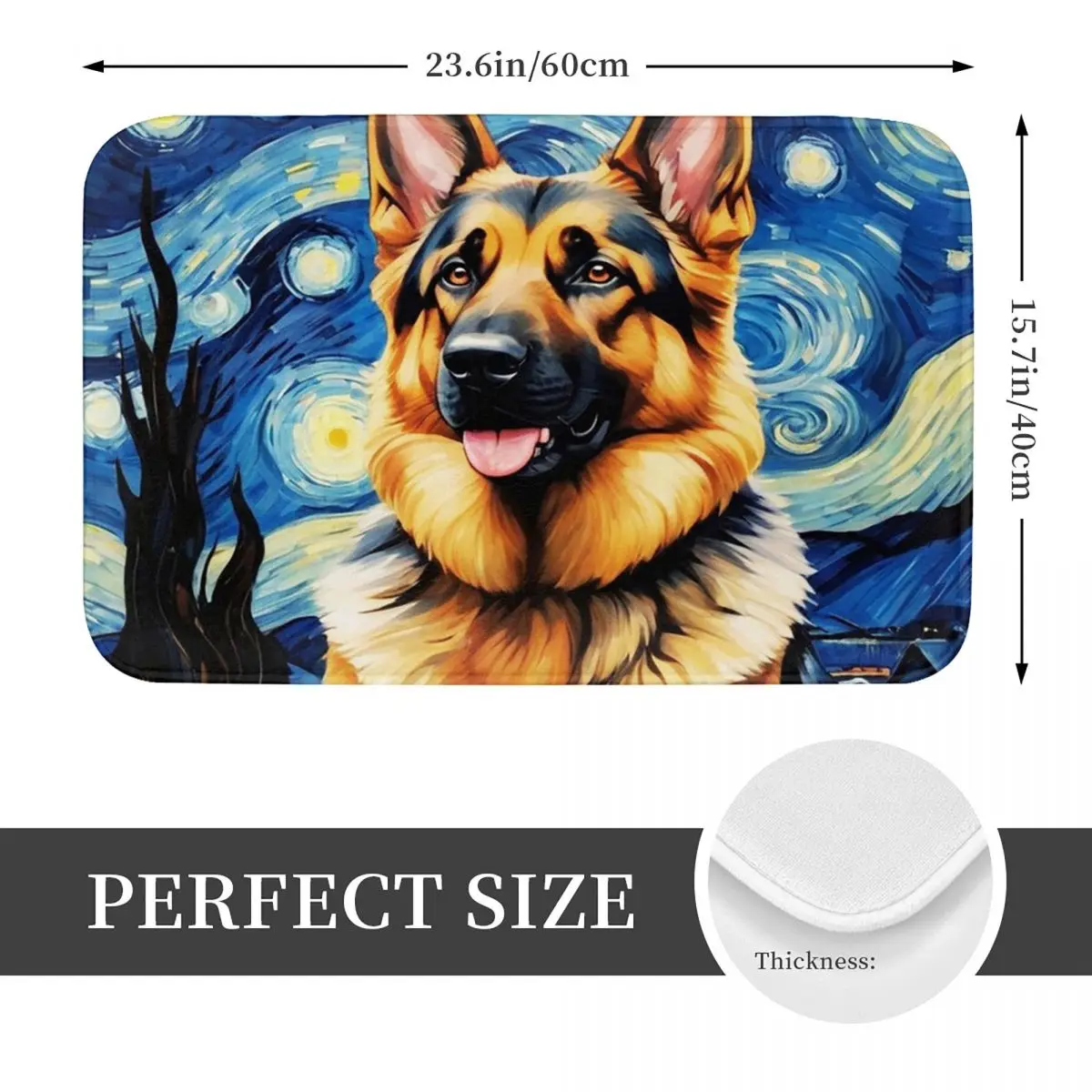 German Shepherd Starry Night Art Portrait Anti-slip Doormat Floor Mat Carpet Rug for Kitchen Entrance Home Bedroom Footpad Mats