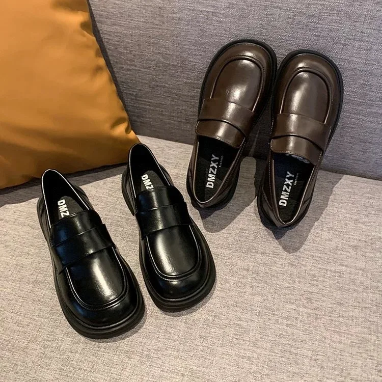 

Новые женские лоферы на толстом каблуке 2025 года — винтажные модельные туфли на массивном каблуке, туфли на высоком каблуке из мягкой кожи в британском стиле для униформы JK