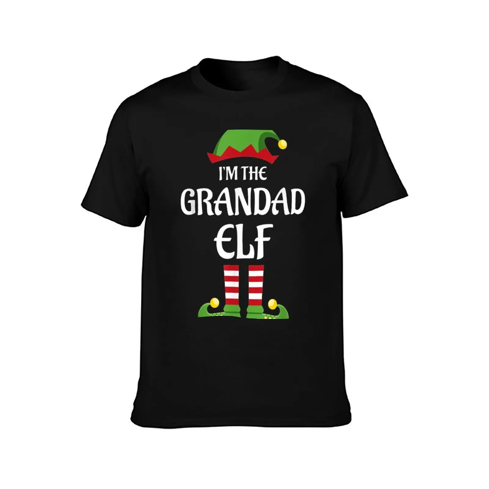 Mens I'M The Grandad Elf Matching Family Christmas Gift Grandpa T-Shirt Daily Casual Short Sleeve Tee Shirt