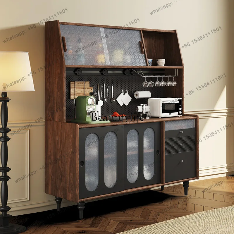 XX Medieval Style Solid Wood Dining Side Cabinet Integrated Against The Wall Dining Living Room Locker Simple And Retro