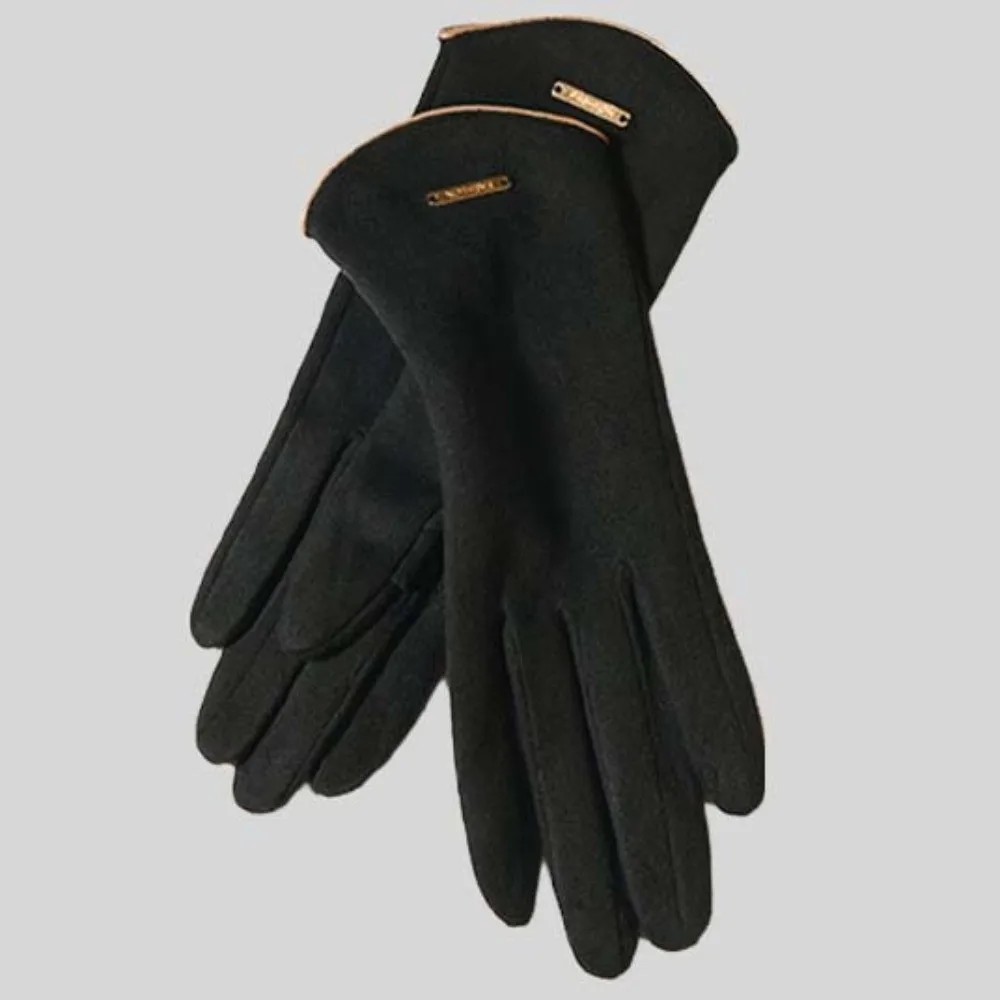 Faux Suede Winter Suede Gloves Thickened Solid Color Touchscreen Driving Mittens Full Fingers Soft Texture Fleece Lined Warmers