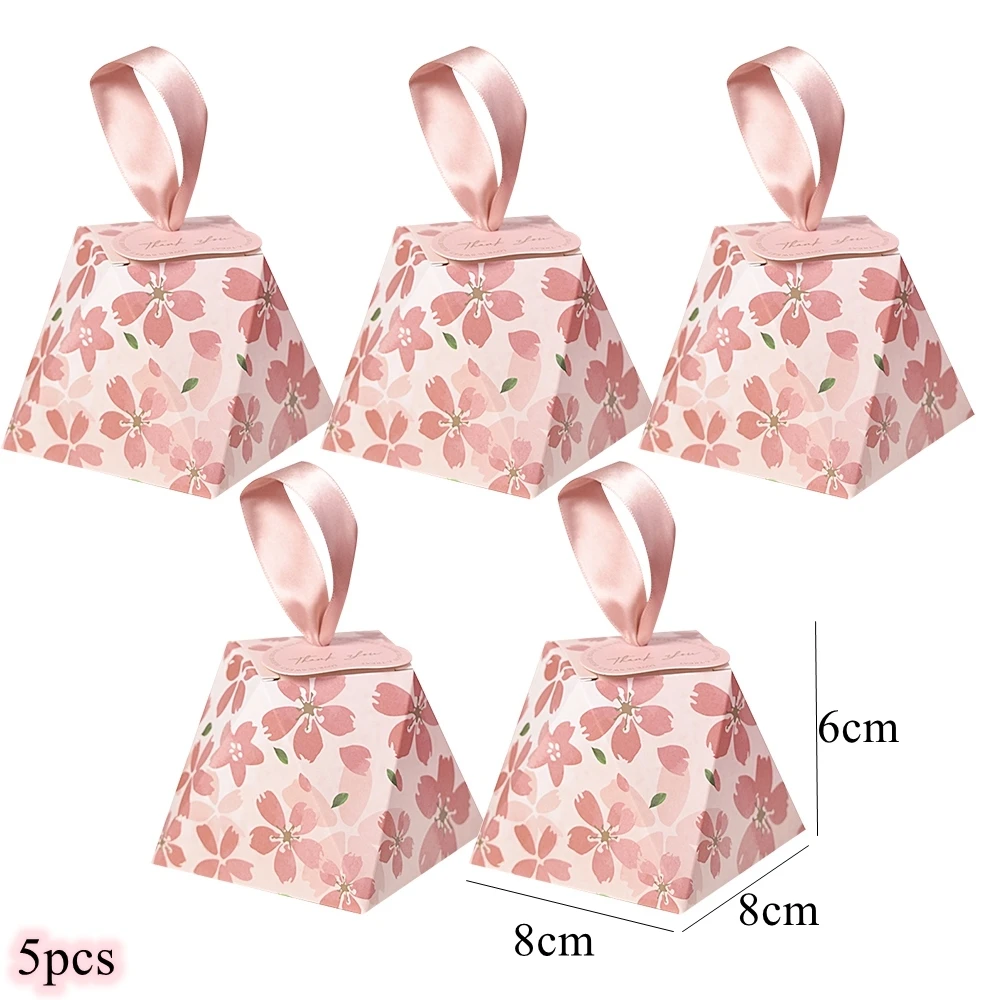 1pack Cherry Blossom Candy Boxes Multi Type Biscuit Bags Paper Cherry Blossom Stickers for Wedding Birthday DIY Gifts Packaging