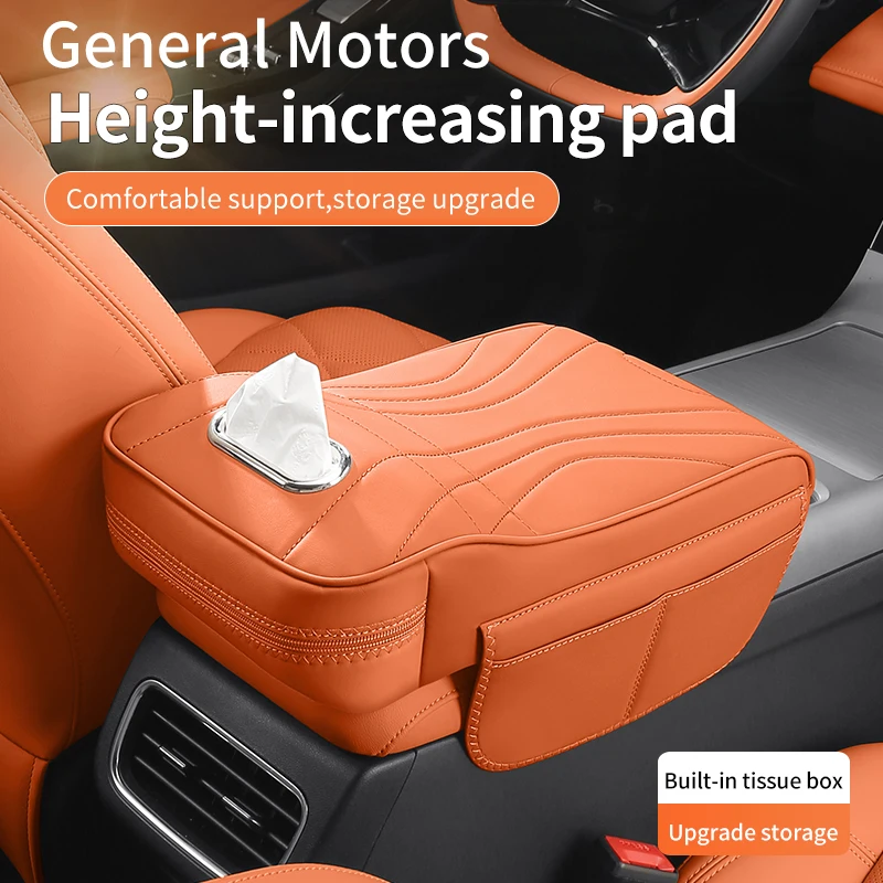 

For BYD Shark 6 Center Console Armrest Riser Pad – Premium Leather Organizer with Built-in Tissue Holder & Storage Pockets