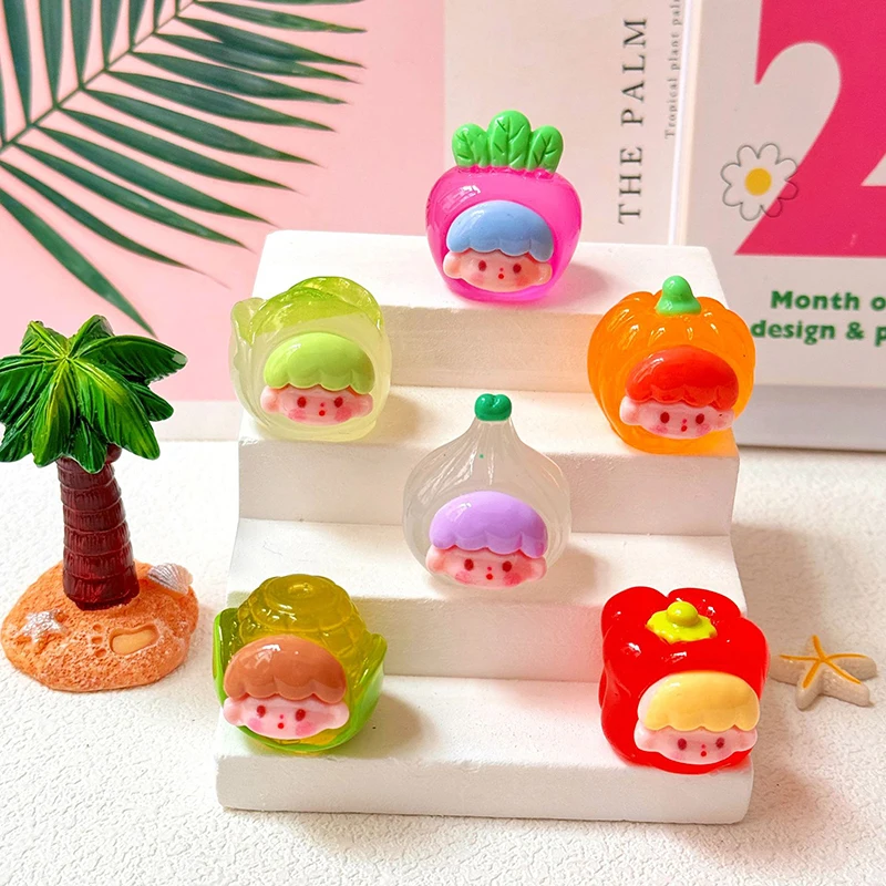 1PC Cute Mini Luminous Vegetable Azhuo Ornaments Glowing In The Dark Miniatures Micro Landscape Kids Toys Home Decoration Gift