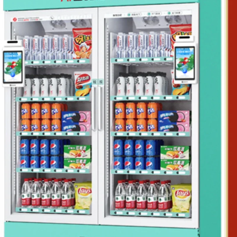 

Vending bot manipulation face double door cabinet unmanned vending machine large capacity AI cabinet snack beverage sales