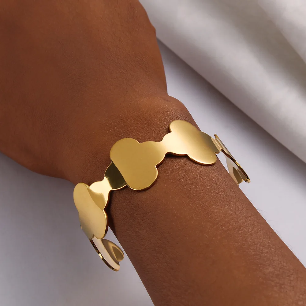 سوار عريض ناعم بتلات البرسيم الفاخرة بأربع أوراق #3