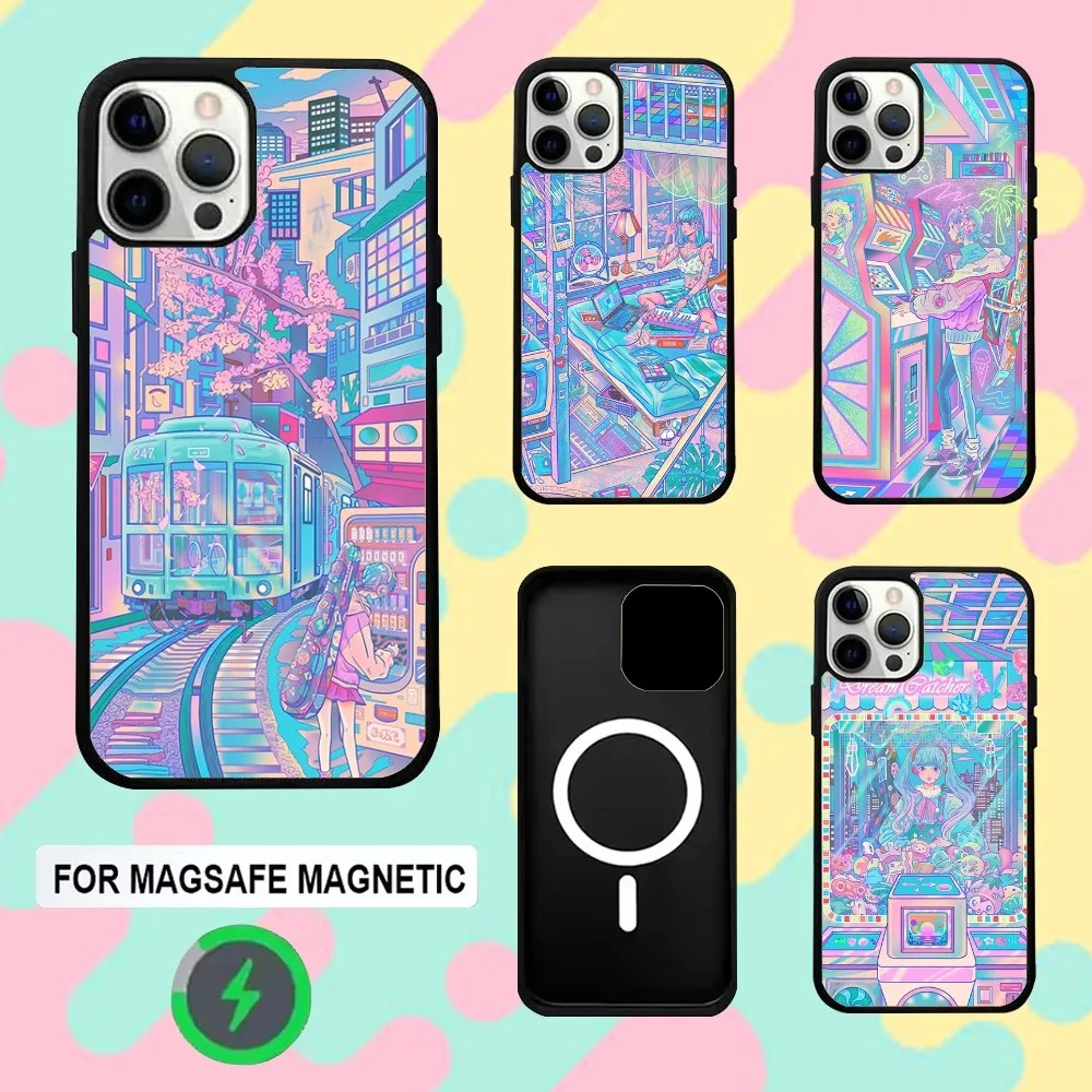 

Ins Vaporwave Phone Case For iPhone 16e,16,15,14,13,12,11,Plus,Pro,Max,Mini Magsafe Magnetic Wireless Charging