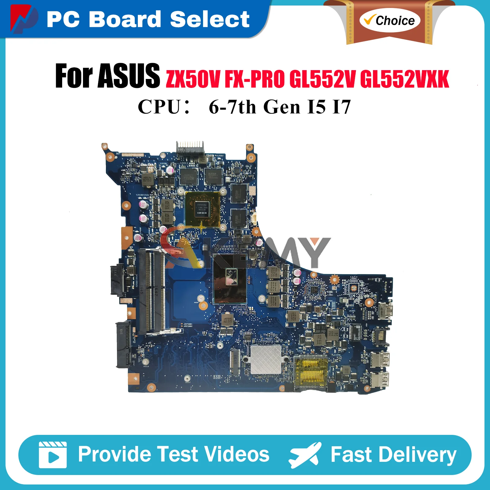

GL552VW Laptop Motherboard For ASUS ROG GL552V FX-PRO GL552VXK ZX50V GL552VX Notebook Mainboard With I5 I7 CPU 100% tests OK stk