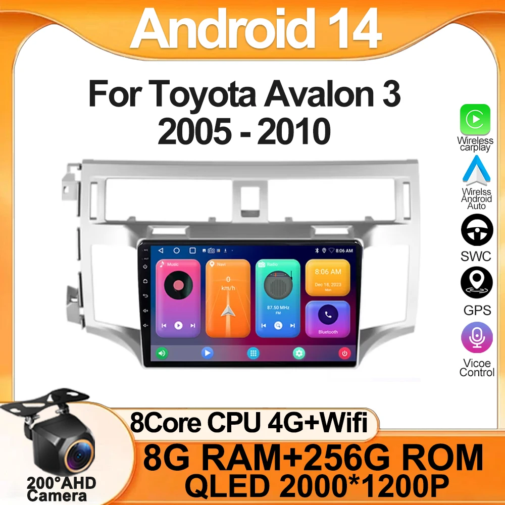 

For Toyota Avalon 3 2005 - 2010 Car Radio Carplay Navigation GPS Android Auto Stereo Multimedia Player Wifi Video No 2din dvd