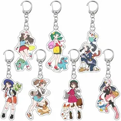 Pokemon Acrylic Keychain Pendant Anime Chikorita Eevee Squirtle Totodile Piplup Sprigatito Fennekin Scorbunny Acrylic Key Chain