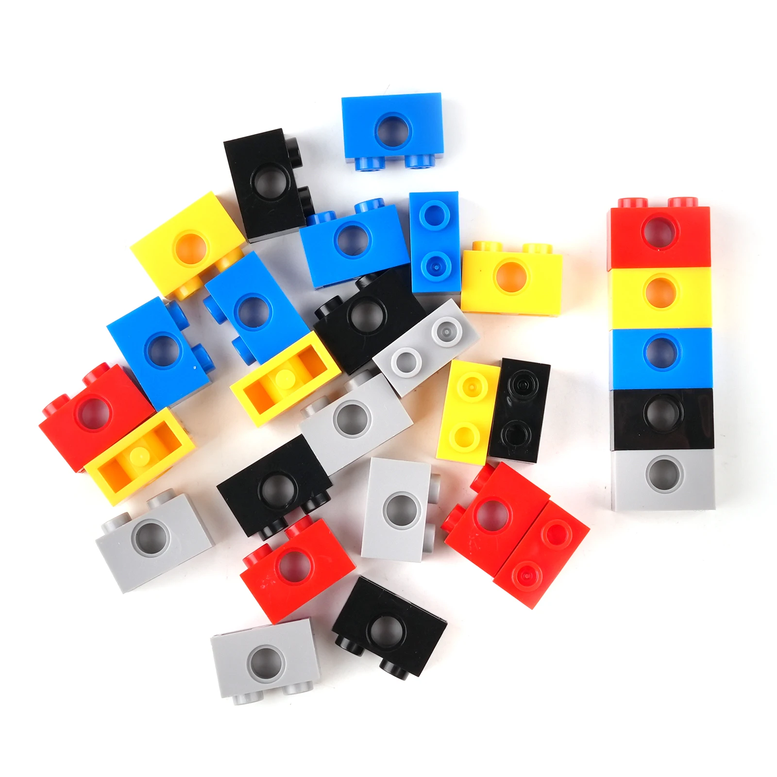 100 Uds 3700 piezas técnicas de bloques de construcción 1x2 ladrillos con agujero DIY bloques iluminados compatibles con legoeds juguetes para niños regalo