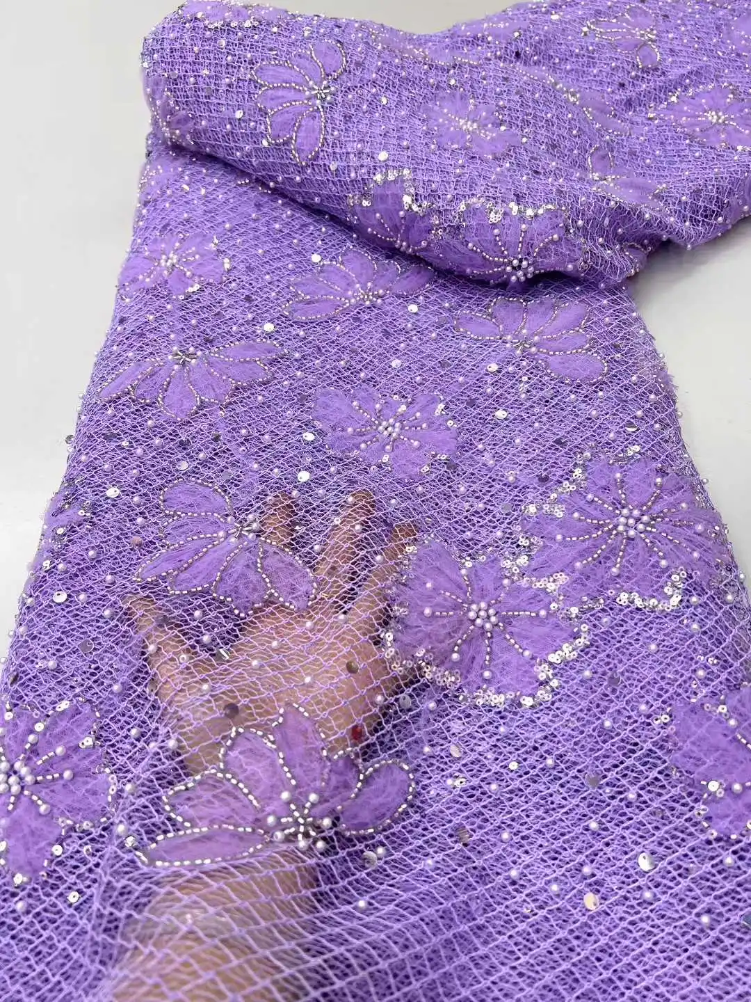 아프리카 나이지리아 비즈 프랑스 메쉬 레이스 스팽글 고품질 2025 자수 레이스 스팽글 레이스 웨딩 드레스 여성용