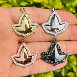 5Pcs/Lot Cz Pave Bling Charms Ivy Leaf for Custom Design Handmade Bracelets Accessories Crafting