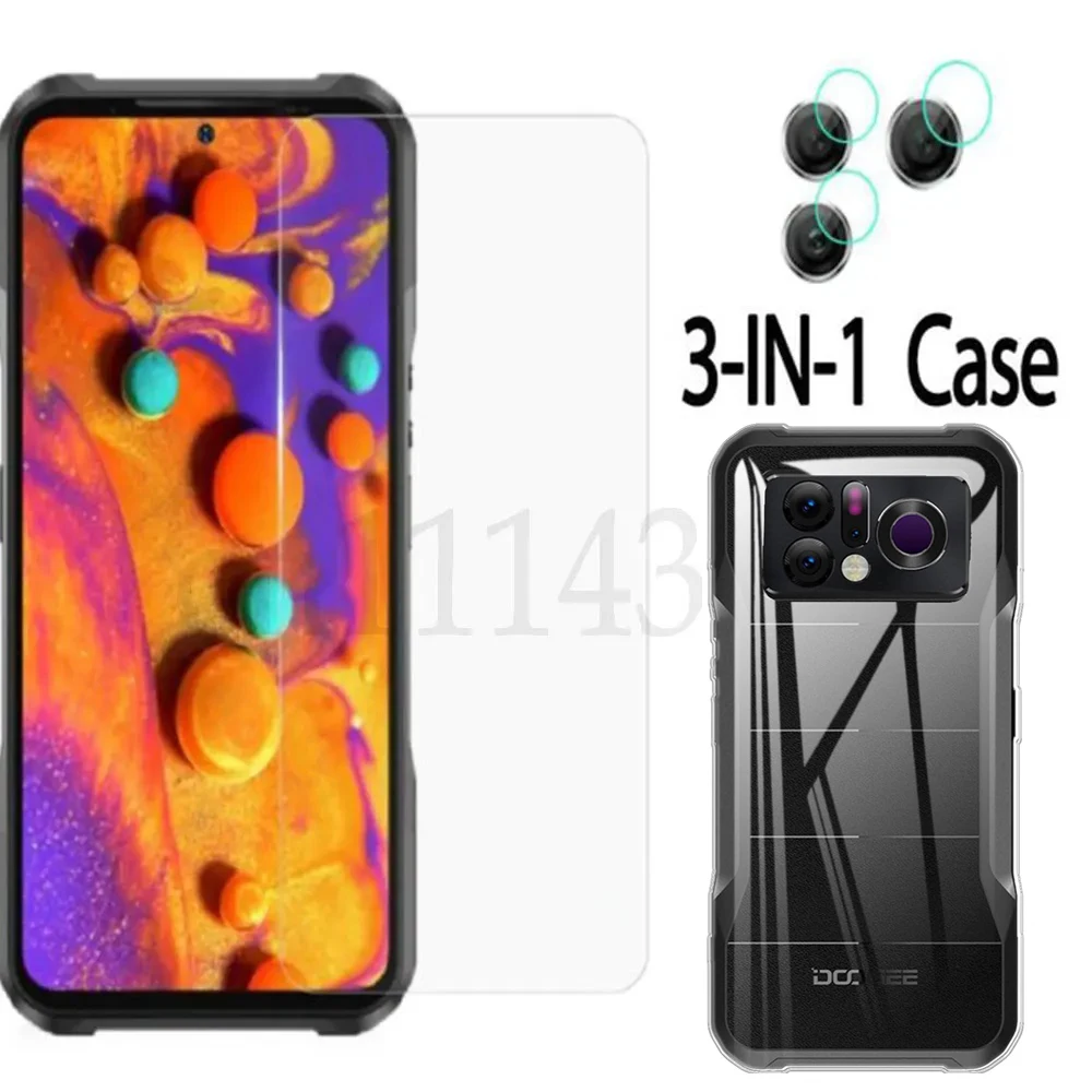 3in1 Case + Camera Tempered Glass On  For Doogee V20 Pro 5G ScreenProtector Glass  For Doogee V20 Dual 5G 2.5D Glass