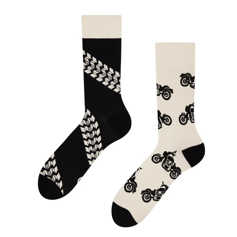 Chaussettes d'équipage de style AB irrégulières pour hommes et femmes, chaussettes unisexes en coton, bas créatifs drôles, mode couple, cadeaux pour hommes et femmes, vente en gros