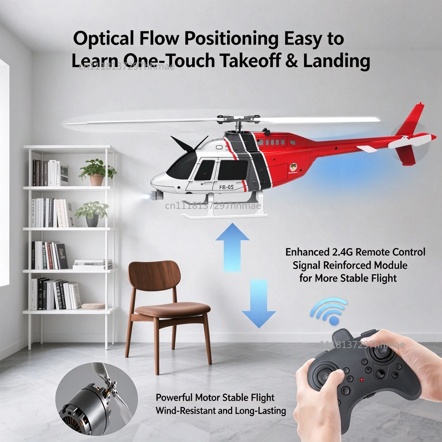 FB-05 Six-Channel Helicopter Remote Control Toy for Children Realistic Optical Flow Positioning Pressure Altitude RC Helicopter