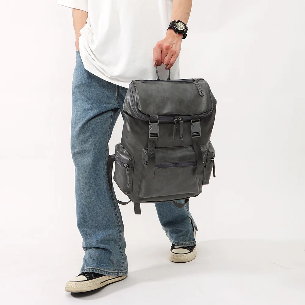 

Men PU Leather Floral Printed Men's Backpack Luxury Design Travel Large-capacity Backpack Backpacks Schoolbag Male Bags