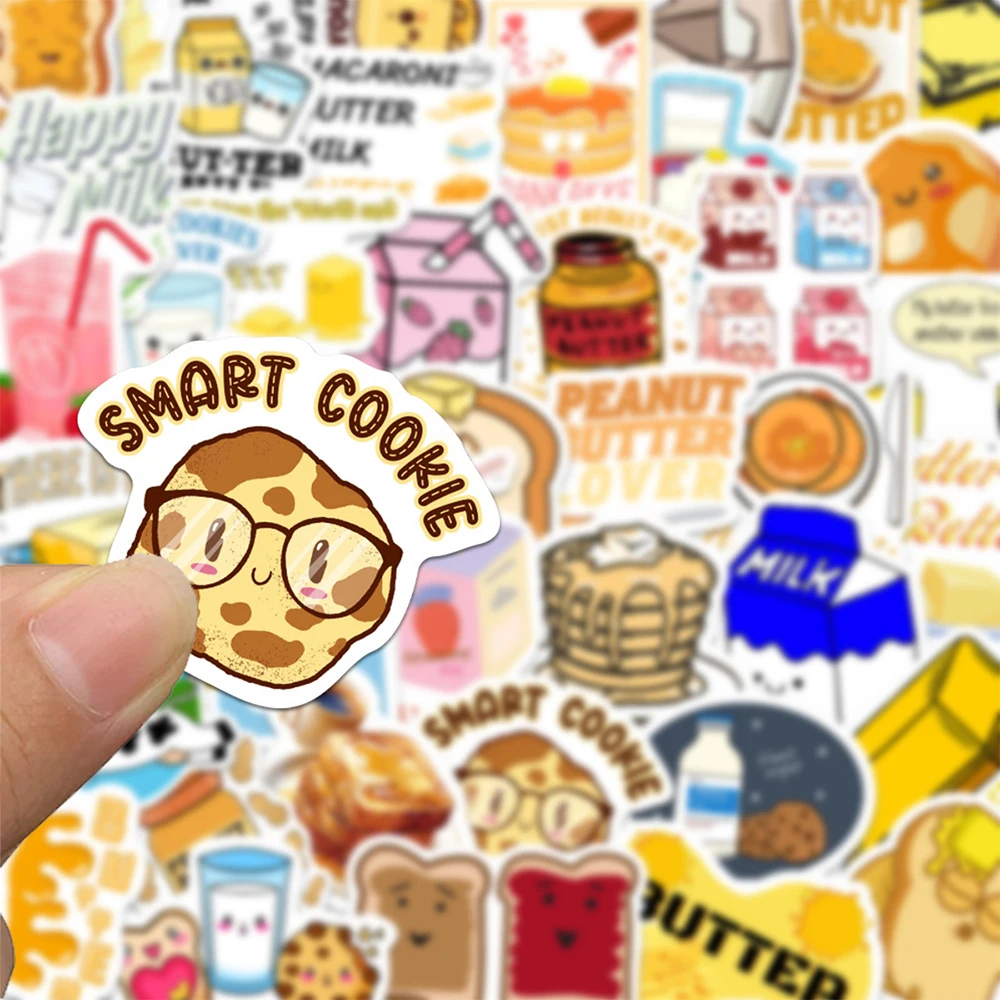 

10/30/50pcs Drink Milk Snack Food Cartoon Stickers Aesthetic DIY Phone Scrapbook Waterproof Cute Sticker for Kids Toy