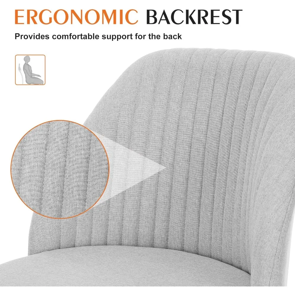 كرسي مكتب بدون ذراع مع عجلات، مقعد مهام دوار قابل للتعديل للمساحات الصغيرة، تصميم قماش حديث #5