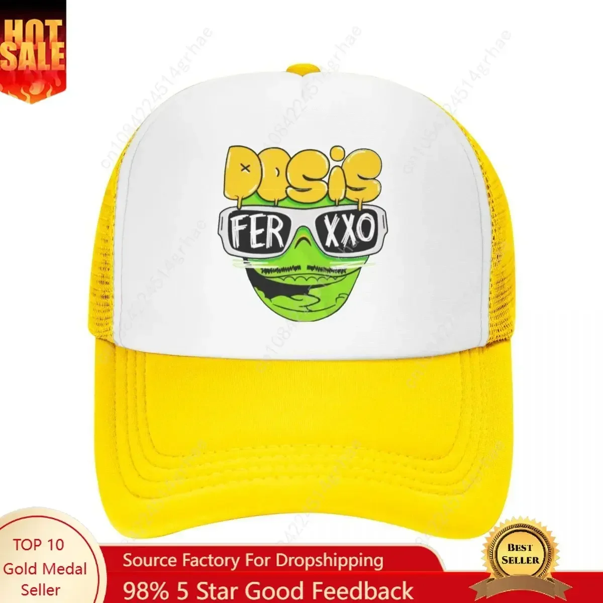 

Men Women Ferxxo Feid Trucker Hats Hip-Hop Mesh Baseball Caps Snapback Caps Animated Glasses by Ferxxo Hats Sun Hats Breathable