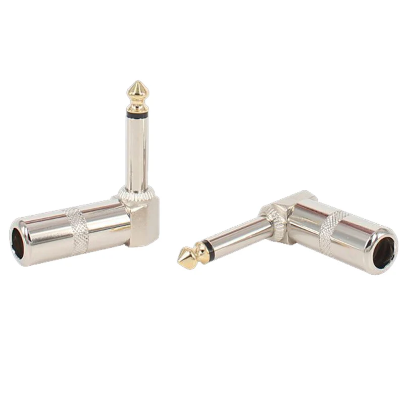 Lingable Premium Metal 1/4 Inch Right Angle Guitar Cable Adapter 6.35mm 1/4\