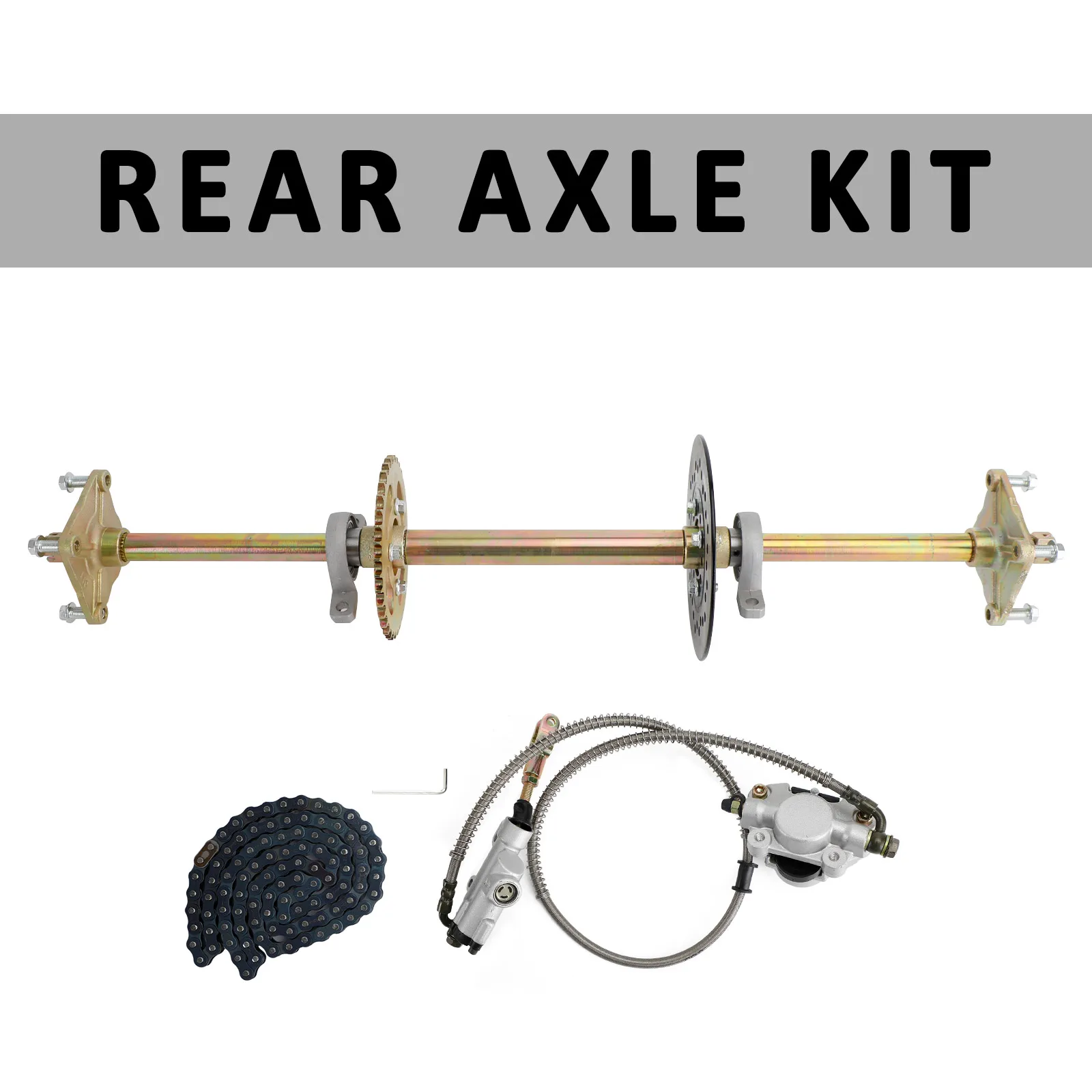 

Areyourshop 32" Sprocket Brake Wheel Hub Brake Assembly ATV Quad Go Kart Rear Live Axle Kit