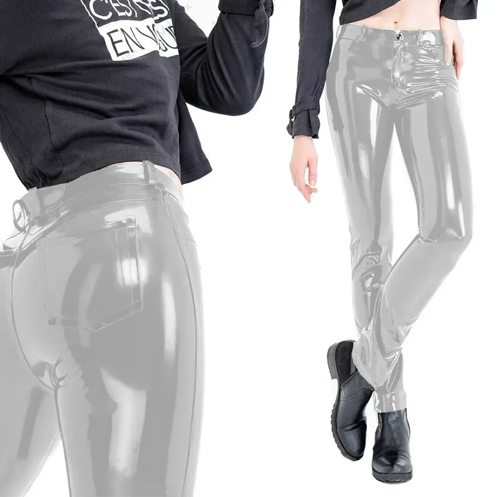 Fashion Women’s Slim Fit Pencil Pants Wetlook PVC Leather Long Pants High Waisted Back Pockets Capris Streetwear Women Clothing 6 Fashion Women's Slim Fit Pencil Pants Wetlook PVC Leather Long Pants High Waisted Back Pockets Capris Streetwear Women Clothing 6
