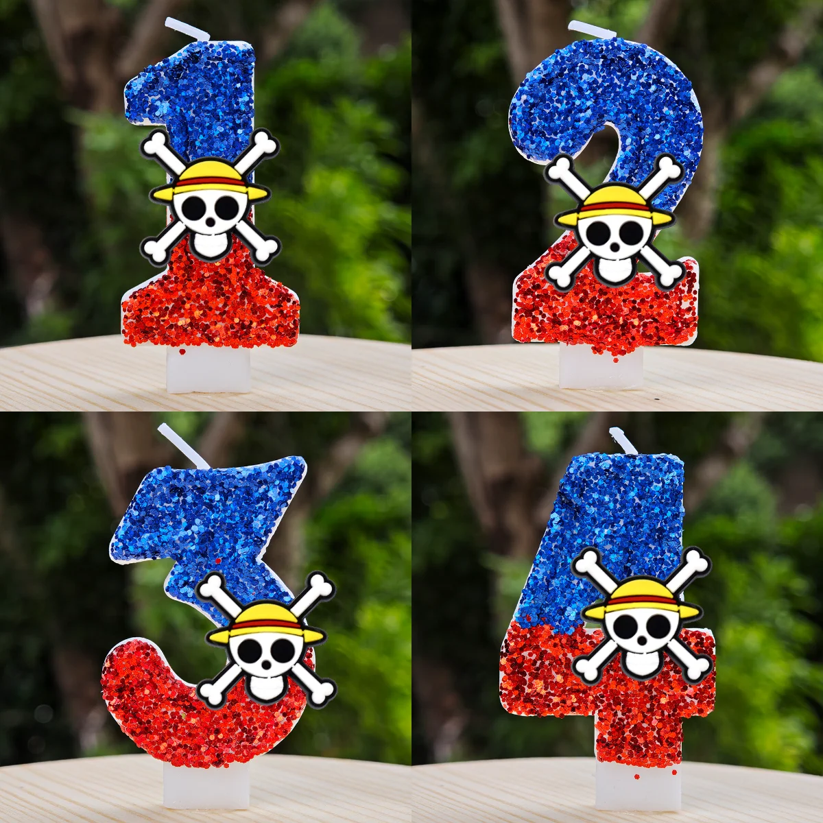 Beliebte Anime One Piece Geburtstagstortenkerzen-Set Jungen Geburtstagsparty-Zubehör Kuchendekoration