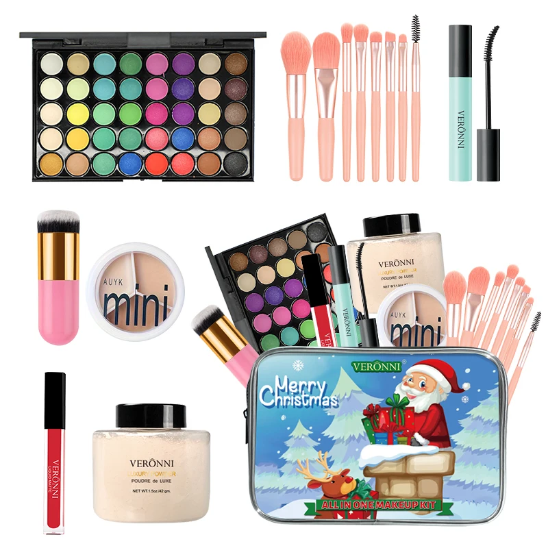 Kit de maquillaje todo en uno, regalo con paleta de sombra de ojos, lápiz labial, rubor, delineador de ojos, caja de regalo de cosméticos para cumpleaños, juegos de maquillaje de Navidad