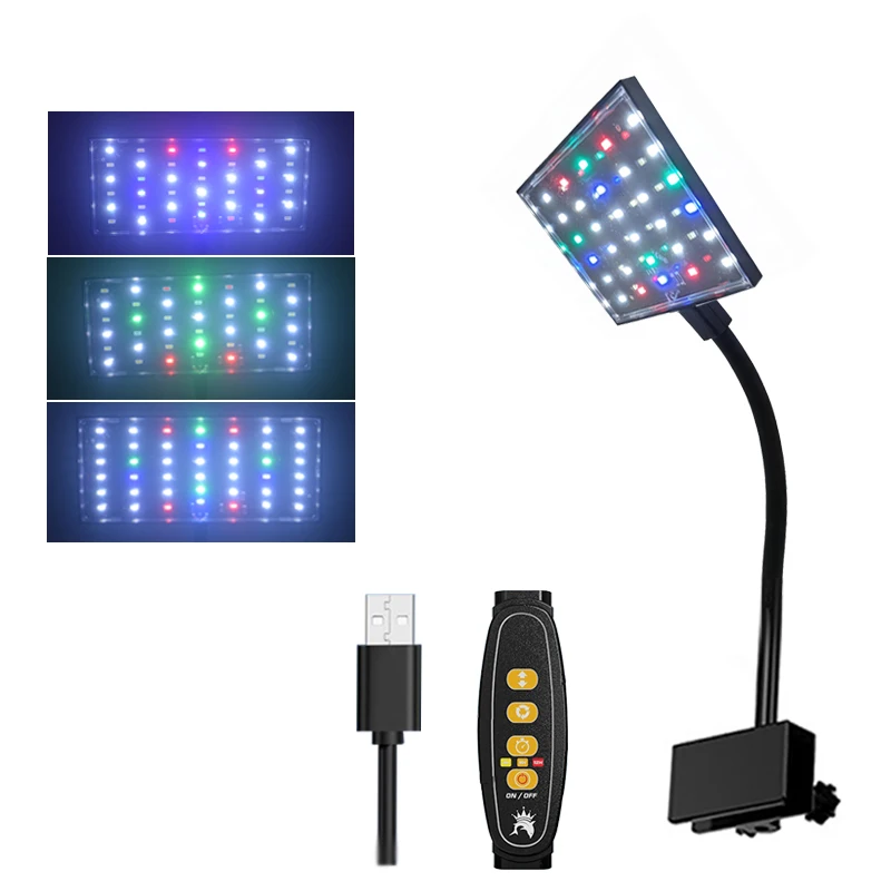 USB Aquarium LED-Licht Vollspektrum Aquatische Pflanzenwachstumslampe Fischbecken Einstellbare Helligkeit Dimmbar Zeitgesteuert 360° ° Drehbare Leuchte – Detail 2