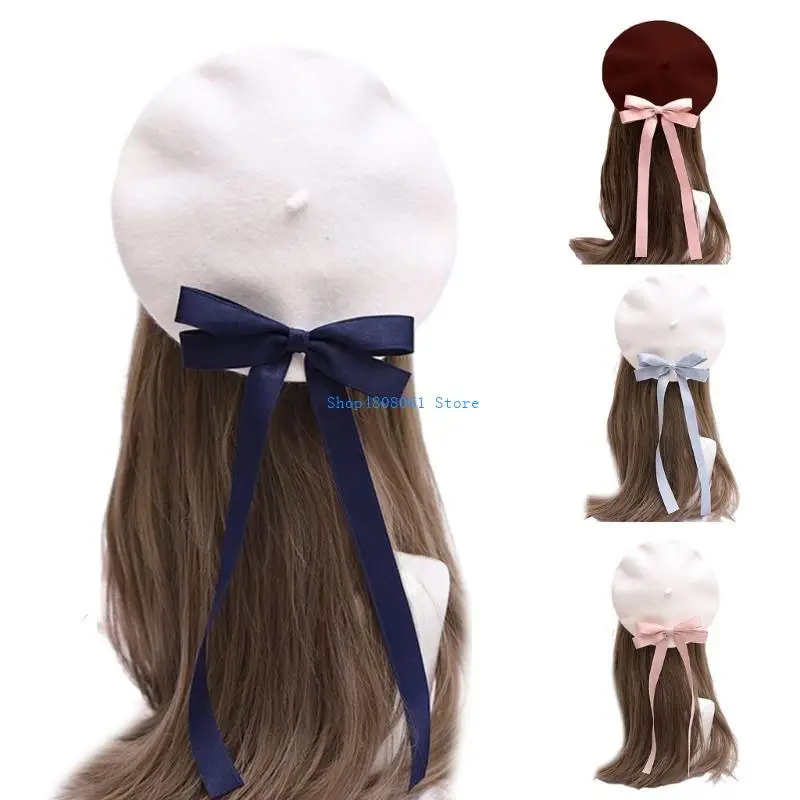 T3LC الفتيات امرأة الشريط Bowknot قبعة الرسام قبعة عادية الكبار للتسوق