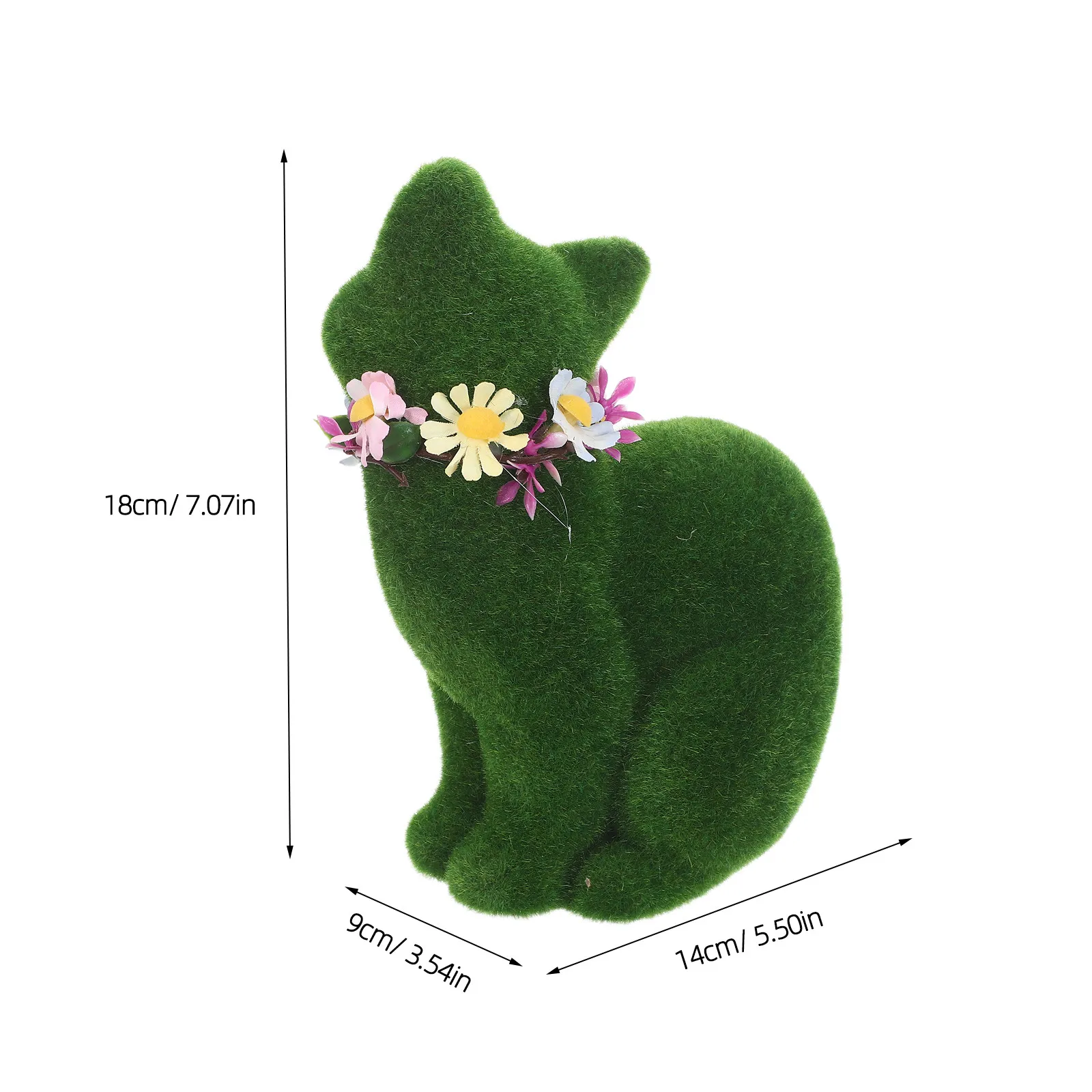 Flocked Cat Garden Statue Artificial Green Moss Covered Realistic Resin Sculpture Decorative Outdoor Yard Cat Ornament