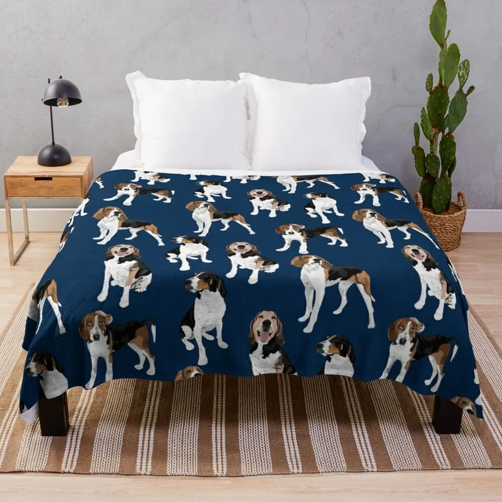 

Treeing Walker Coonhound on Navy Throw Blanket Men's Soft Warm Throw Blanket for Couch