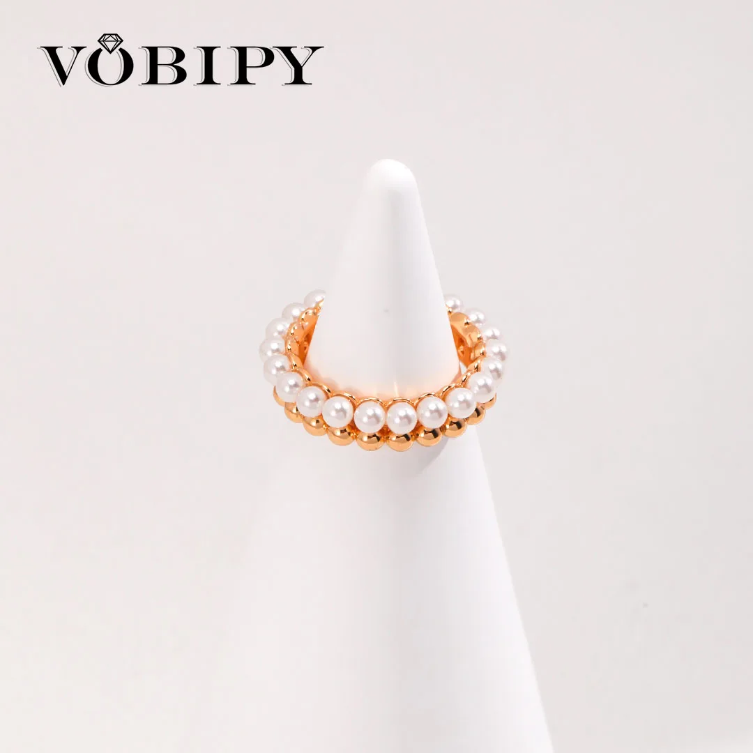 

VOBIPY Freshwater Pearl Ring Solid S925 Silver 18K Gold 3mm Pearl Engagement Wedding Finger Rings For Women Trendy Fine Jewelry