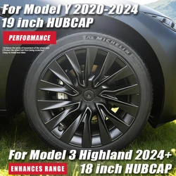 4PCS Car HubCap for Tesla Model 3 Highland Model Y 18/19 Inch Performance Wheel Cap Replacement Full Rim Cover Accessories