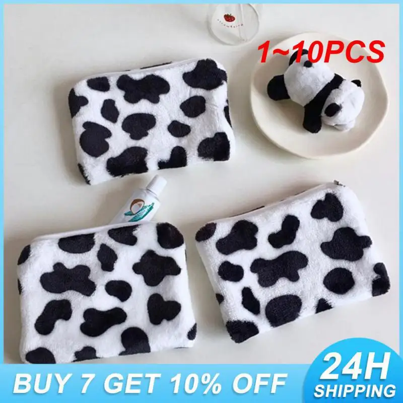 1~10PCS Storage Bags Girl Storage Comfortable Small Volume The Cow Coin Purse High Capacity Mini Plush Coin Cartoon Soft Wallet