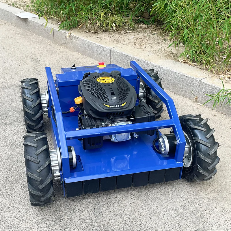 Customized zero-turn lawn mower with track-type remote-controlled agricultural lawn mower. CE certified. For sale in gardens.