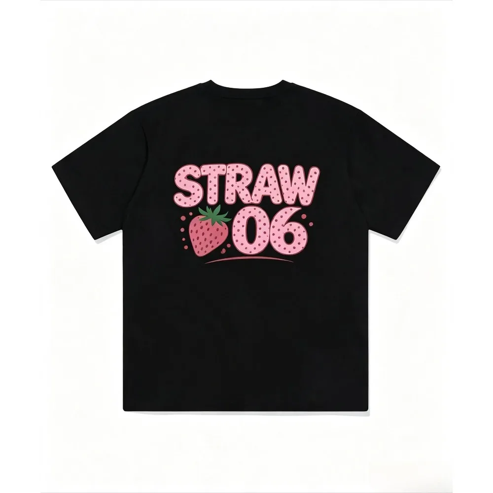 Polka Dot Strawberry STRAW 06 Graphic Women T-Shirt Crew Neck Short Sleeve Y2K Casual Cotton Tee