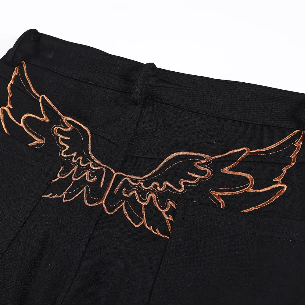 MWJLPWQ Personalized Pocket Embroidery Loose Straight-Leg Trousers For Men American Sweatpants Vibe Design Wide-Leg Pants 17088